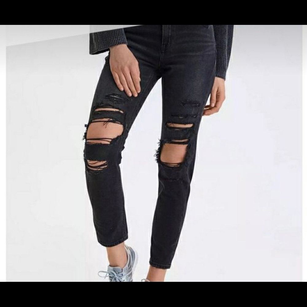 American Eagle distressed mom jeans